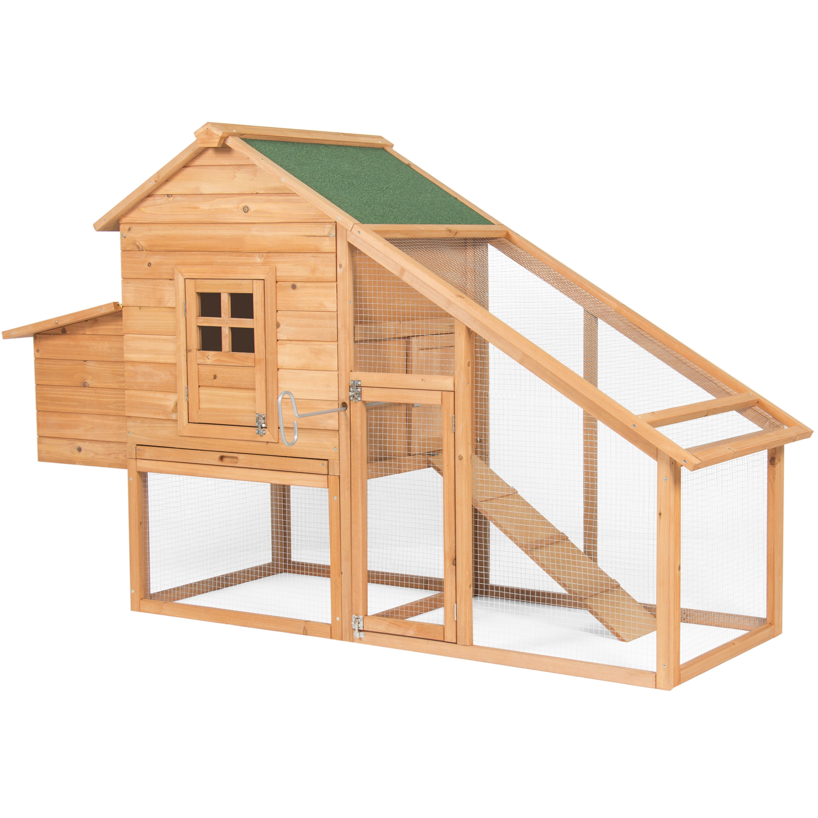 Best Choice Products 75in Backyard Wooden Chicken Coop Poultry Nest Box Hen House Cage Naturalgreen