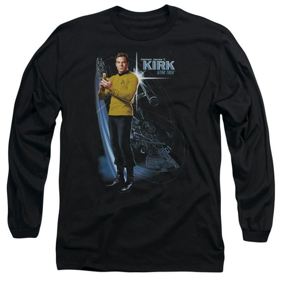 Star Trek Galactic Kirk Long Sleeve Adult 18/1 T-Shirt Black