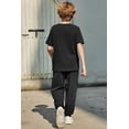 thumbnail image 6 of Arshiner Boy's Pants Set - 2 Piece ColorBlock Short Sleeve T-Shirt and Active Pants - Casual Clothing Outfits, 6 of 7