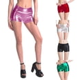 thumbnail image 2 of Womens Metallic Raves Booty Shorts Hot-Pants Dance Bottom Mid-Waist Womens Stage Dance Booty Shorts, 2 of 8