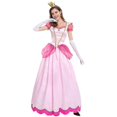 thumbnail image 2 of Disfraz de Super Mario Peach, vestido de princesa rosa, guantes y tocado, conjunto de fiesta de carnaval, 2 of 3