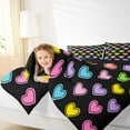 thumbnail image 3 of Manfei Rainbow Heart Pattern Bedding Comforter Set,Cute Cartoon Print Twin Comforter Sets,Pink Purple Black Bedding Set For Girls Teens,Microfiber Bedroom Decor Reversible,2 Pieces, 3 of 7
