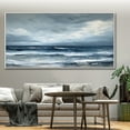 thumbnail image 4 of Large Blue Ocean Wave Oil Painting on Canvas Gray Sky Wall Art Original Abstract Seascape Painting Blue Grey Sea Living Room Wall Decor,Unstretched,Frameless,(91*182cm)36*72lnches, 4 of 5