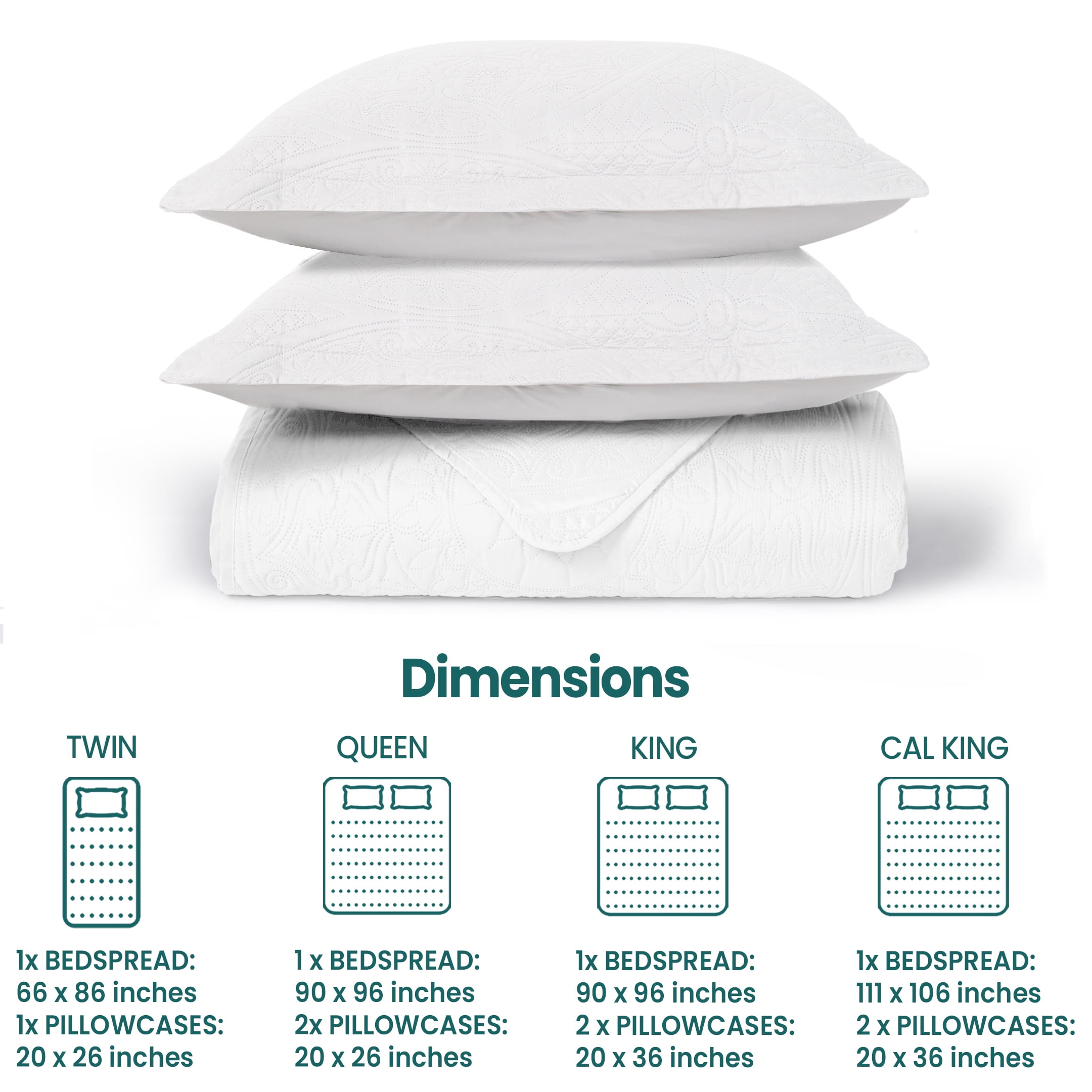 King Quilt Set - Lightweight Summer Bedspread Bedding Set for All Season, 3 Piece (1 Quilt, 2 Pillow Shams)