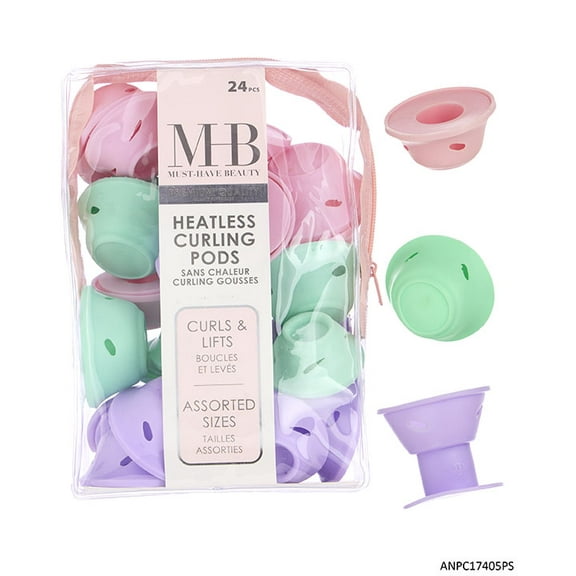 Expressions 24pc Heatless Curling Pods - Silicone Hair Rollers For No Damage Heatless Curls, Heatless Curlers Value Pack, Overnight Hair Curlers For Versatile Hairstyling (BRIGHTS) "