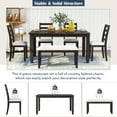 thumbnail image 5 of Euroco Rustic Style 6-Piece Dining Room Table Set with 4 Upholstered Chairs & a Bench (Espresso), 5 of 7
