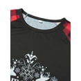 thumbnail image 5 of Family Matching Christmas Pajamas, Elk Letter Print Long-Sleeved O-Neck Tops + Plaid Pattern Trousers, 5 of 10