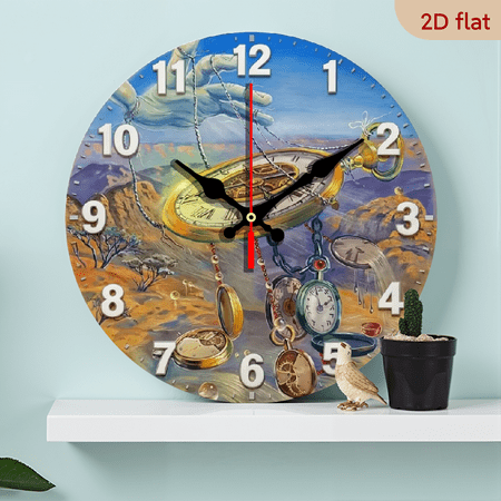 10-inch 2D flat Capture Time theme, wooden circular silent wall clock, suitable for modern home art decoration, wall decoration, it is an ideal gift for festivals and birthdays
