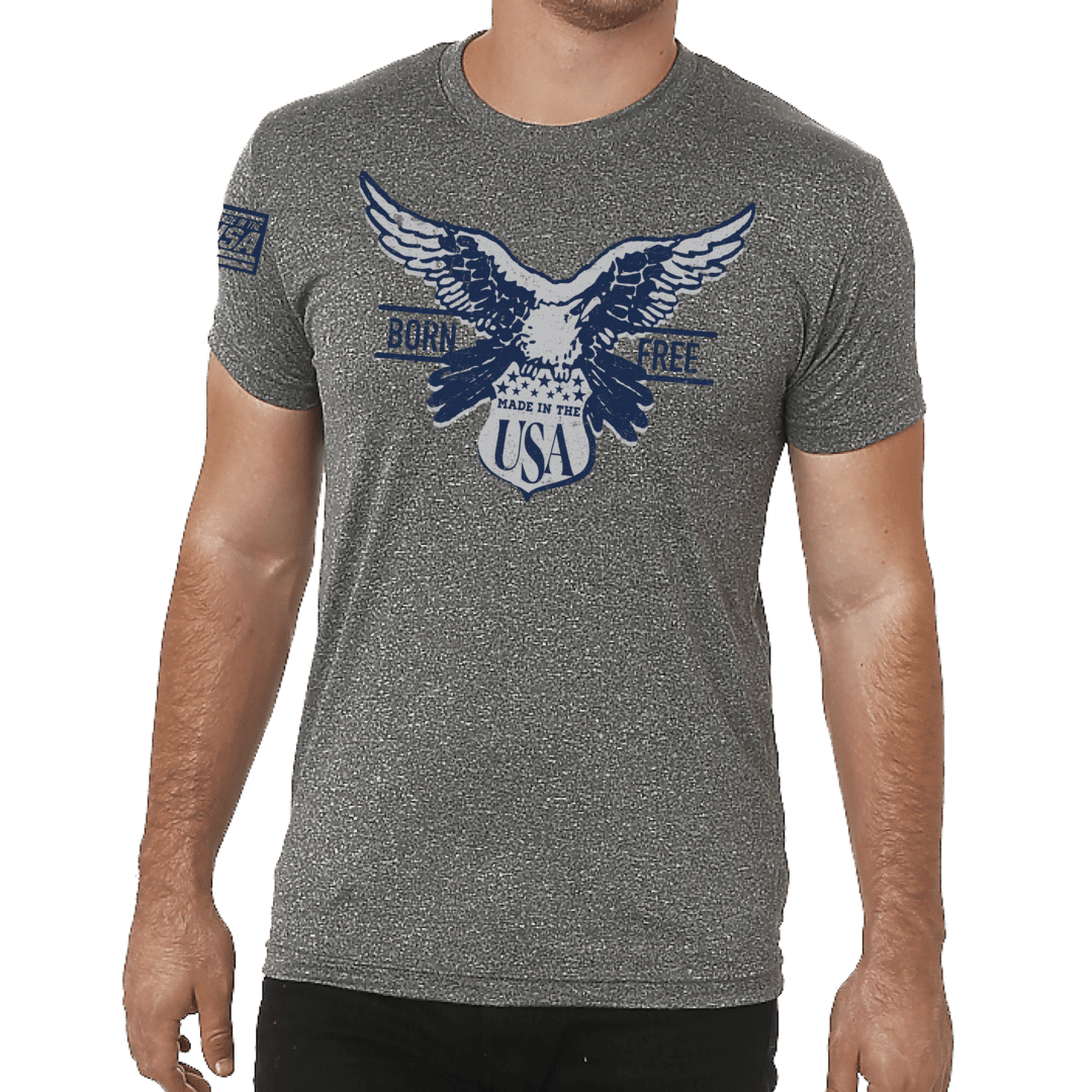 Grey Heather Made in USA Shortsleeve Performance TShirt with Born