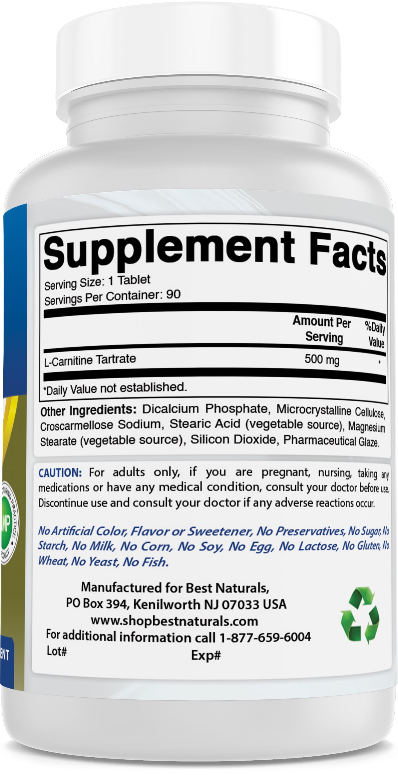 Best Naturals L-Carnitine 500 MG Capsules, 90 Ct Liberia