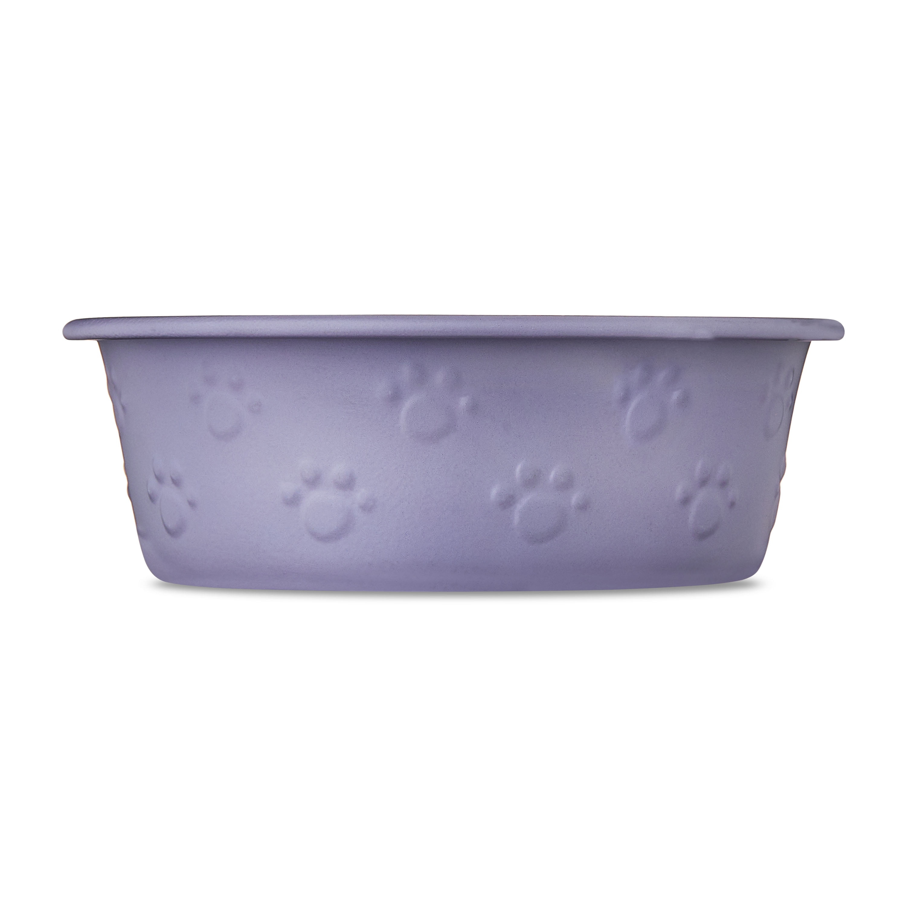Vibrant Life Small Stainless Steel Embossed Dog Bowl, Purple Paws