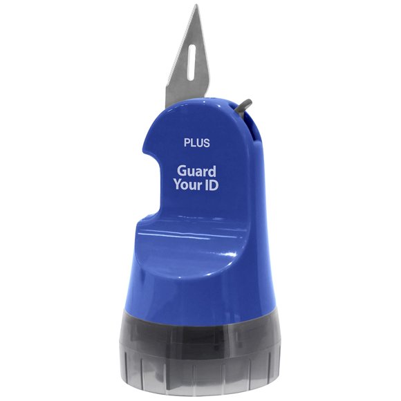 Guard Your ID 3 in 1 Wide Advanced Roller with Retractable Box & Envelope Opener and Identity Theft Prevention Security Stamp Blue