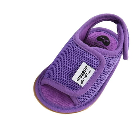 

EHTMSAK Baby Toddler Girl Boy Summer Slippers First Walkers Shoes Newborn Infant Soft Sole Breathable Beach Sandals Purple 0-18M 11