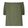 thumbnail image 4 of Jalioing Women's Tops Off The Shoulder Loose Stretchy Fashion Blouses Short Sleeve Cotton Linen Summer Shirts, 4 of 6