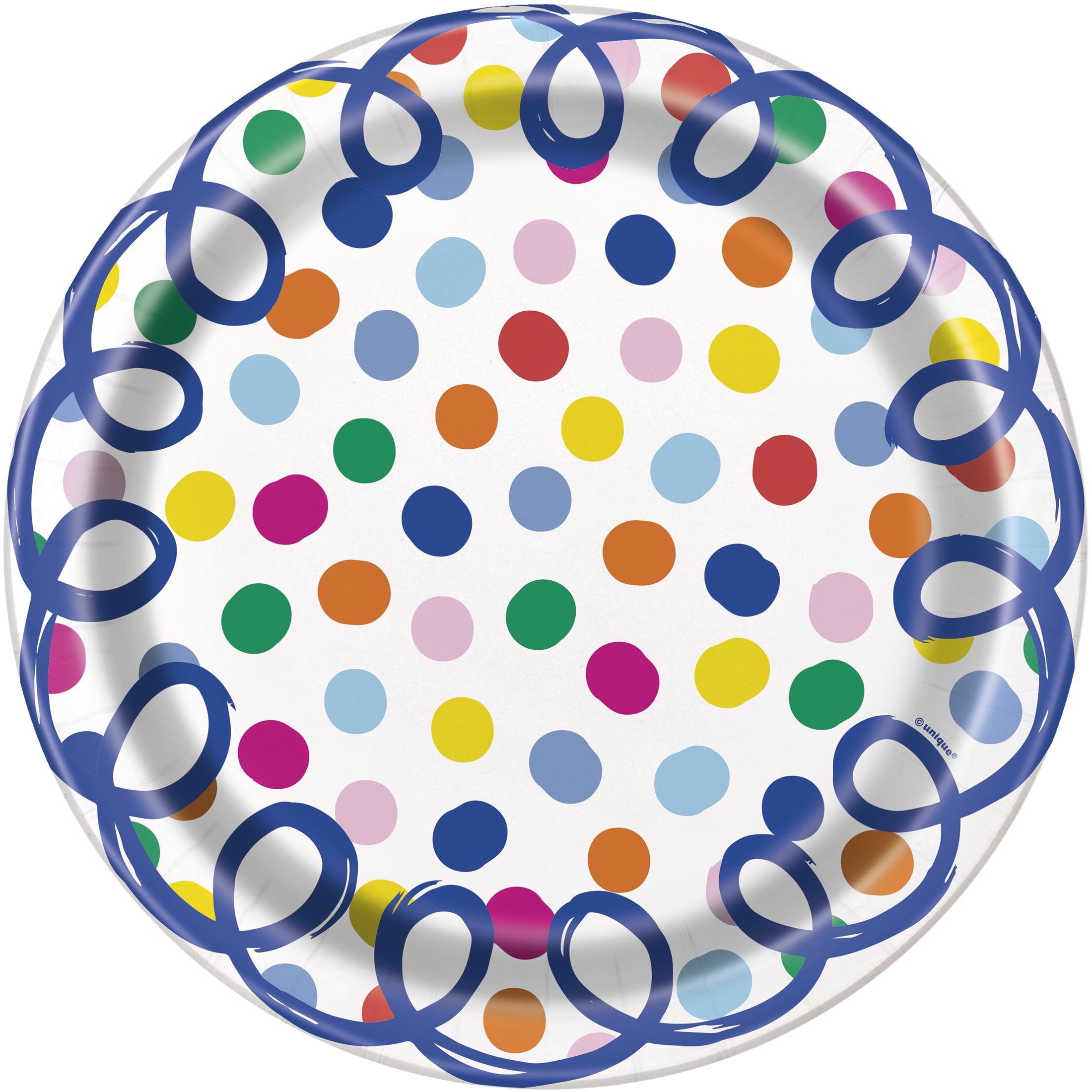 Way to Celebrate! Squiggles & Dots Birthday Paper Dinner Plates, 9in