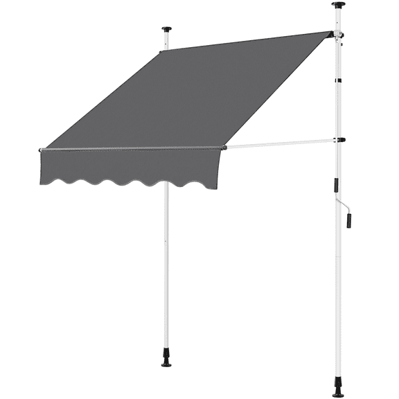 Renwick Manual 59″ L Retractable Awning with Adjustable Angle & Height For Patio and Balcony, Dark Gray