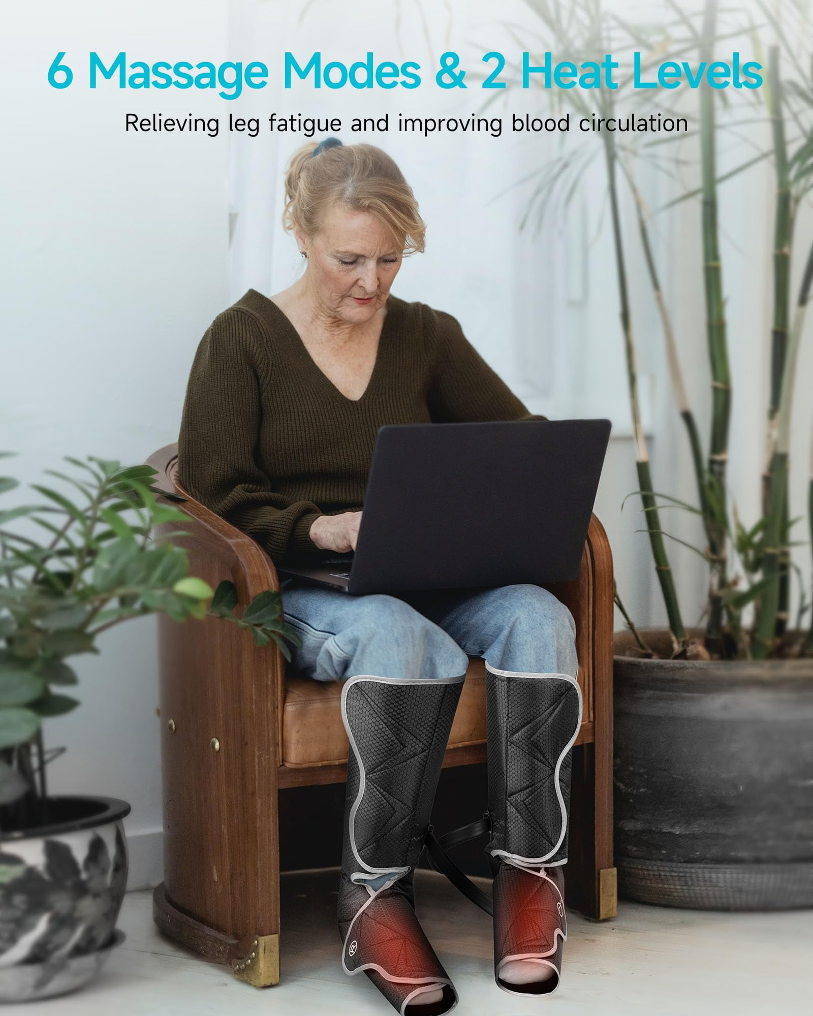 ALLJOY Leg Compression Boots Massager for Circulation and Pain Relief, Leg Air Compression Foot and Calf Massager with Heat