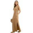 thumbnail image 2 of 2025 Women Summer Round Neck Casual Loose Split Wrinkle-Free Long Maxi Vacation Dress with Pockets (S-3XL), 2 of 6