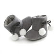 thumbnail image 2 of Baby Girls Non-slip Snow Boots Newborn Soft Sole Cute Pompom Crib Shoe First Walkers, Gray, 2 of 6