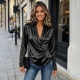 thumbnail image 5 of BUIGTTKLOP Womens Satin Tops Wrap V Neck Top Long Sleeve Shirts Dressy Casual Business Blouses Fall Outfits, 5 of 8