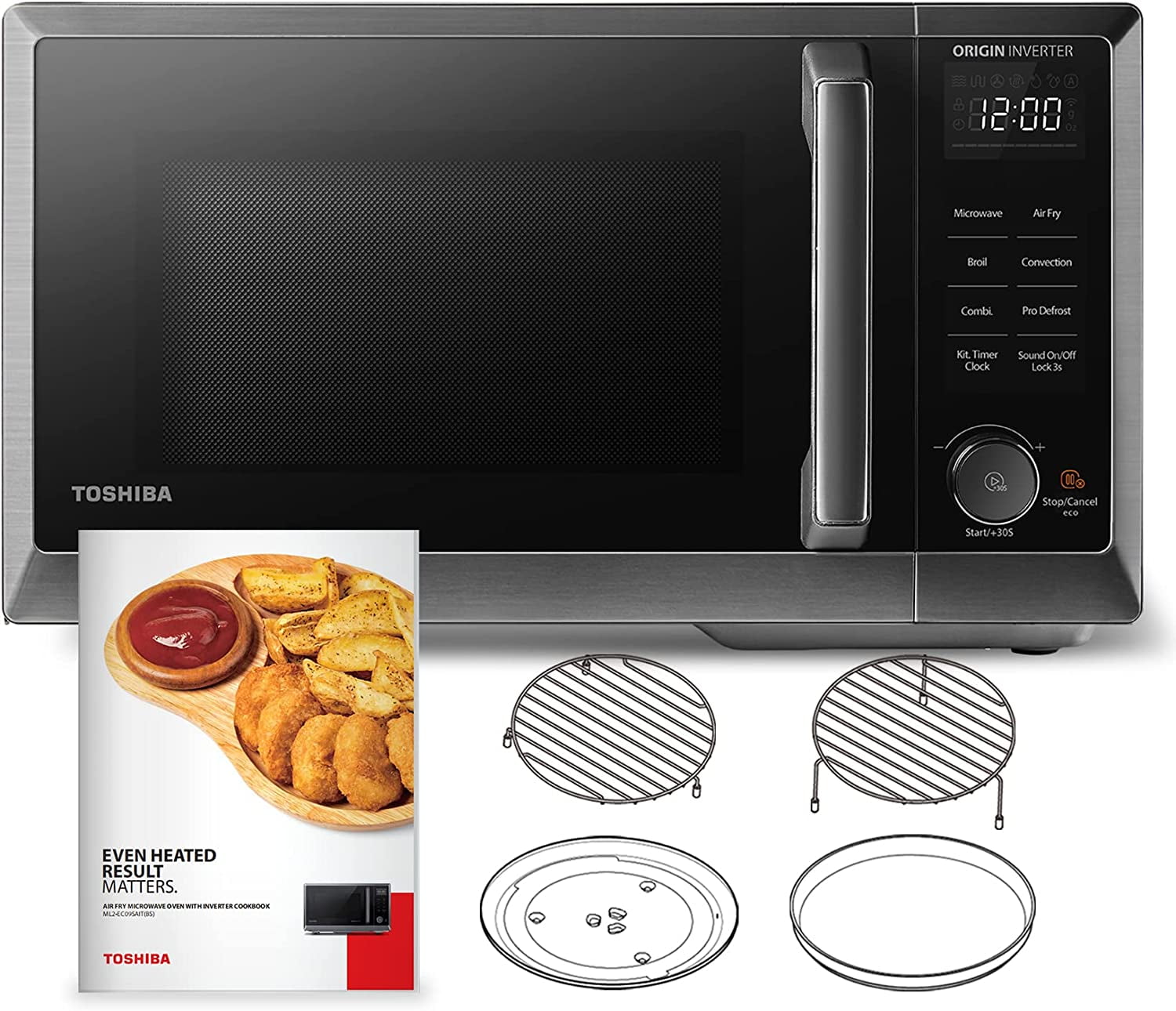 TOSHIBA 7-in-1 Countertop Microwave Oven Air Fryer Combo, MASTER Series,  Inverter, Convection, Broil, Speedy Combi, Even Defrost, Humidity Sensor,  Mute Function, 27 Auto Menu&47 Recipe, 1.0 cf 1000W