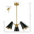 thumbnail image 3 of SAFAVIEH Naveeda 3-Light LED Black Iron Pendant Light with Black Shade, 3 of 9