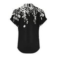 thumbnail image 4 of Babysbule Women Casual Printed V-Neck T-Shirt Soft Polyester Button Blouse Lightweight Comfy Home Wear, 4 of 5