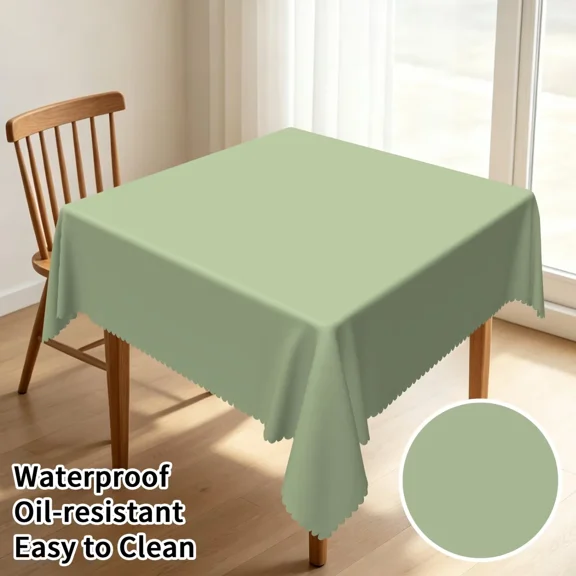 Tchckioa Solid Color Tablecloth for Wedding Decor,52x52 Inch Square Stain Proof Table Cloth Cover,Sage Green