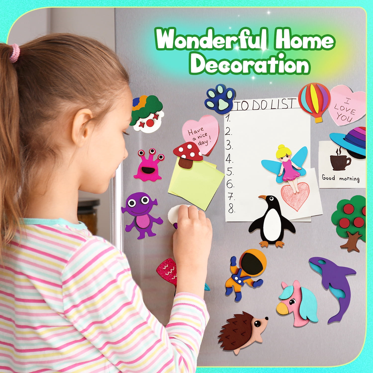 Piano Potato 40-Piece Kids Wooden Magnet Painting Kit – DIY Arts & Crafts Set with Glow-in-the-Dark Paints, Best Creative Gift for Boys & Girls Ages 6-12