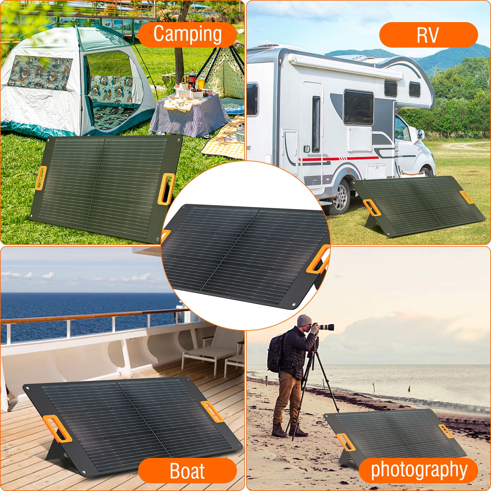 777SYD 100W Foldable Solar Panel with Kickstand, Waterproof Portable Solar Charger with Cables for Power Station & Outdoor Use