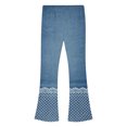 thumbnail image 5 of HAOTAGS Girls Flare Pants – Soft Lace-Print Stretch Casual Demin Pants Blue Size 2T, 5 of 9