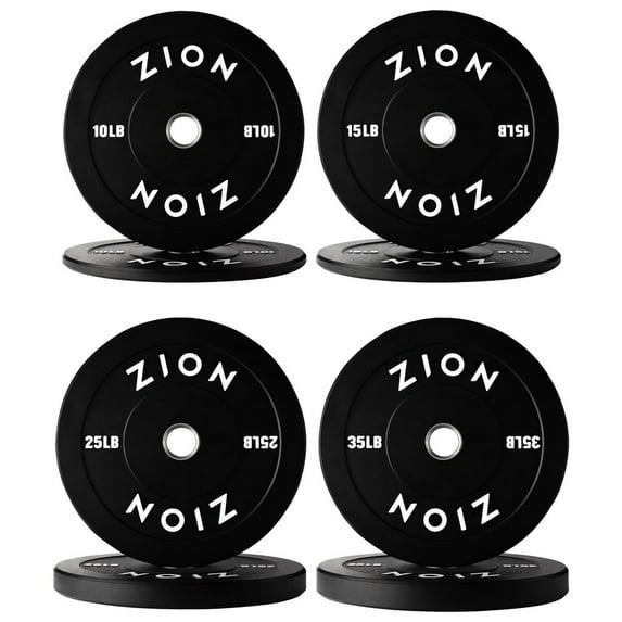 Zion Fitness Onyx 2 Inch 170 Lb Bumper Plates Set Olympic Weight Plates Rubber Bumper Weight Plate Pair, Stainless Steel Inserts Strength Training Plates Weight Lifting Plates