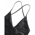 thumbnail image 4 of TiaoBug Combinaison en Cuir Verni pour Femmes, String Monokini, Bretelles Spaghetti, Noir TG, 4 of 5