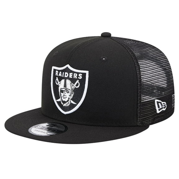 Men's New Era Black Las Vegas Raiders Main Trucker 9FIFTY Snapback Hat