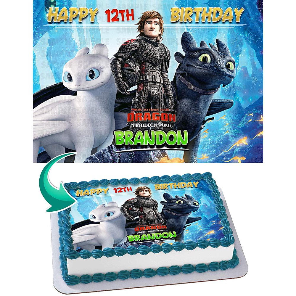 How to Train Your Dragon 4 Edible Cake Image Topper