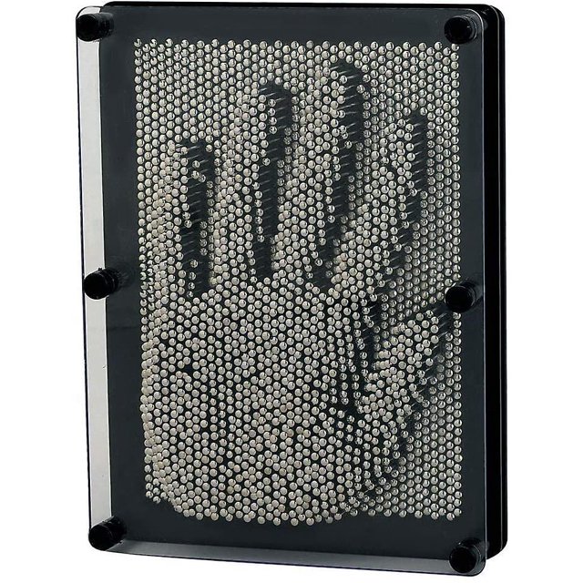 3d Pin Art Board Toy - Escultura de juguete de escritorio de gran tamaño para niños adultos 6 x 8 pulgadas (1 pieza de metal plateado negro) TUNC Sencillez