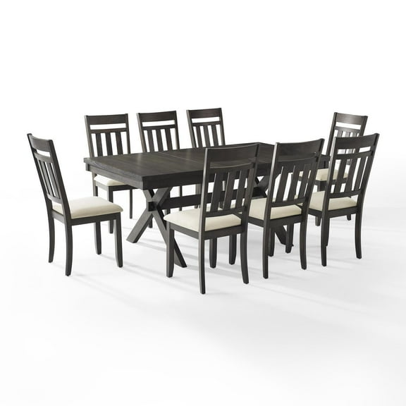 Farmhouse Dining Set - 9 Piece Table & Chair Set - Modern Rustic Kitchen Dining Room Furniture