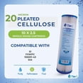 thumbnail image 2 of Tier1 20 Micron 10 Inch x 2.5 Inch | 12-Pack Pleated Cellulose Whole House Sediment Water Filter Replacement Cartridge | Compatible with Pentek S1, GE FXWPC, 155001-43, Home Water Filter, 2 of 8