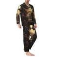 thumbnail image 2 of Salouo Romantic Flower Lion Couple Print Button-Front Long Sleeve Pajama Set for Men, Soft 2Pjs Men's Long Sleeve Sleepwear-X-Large, 2 of 7