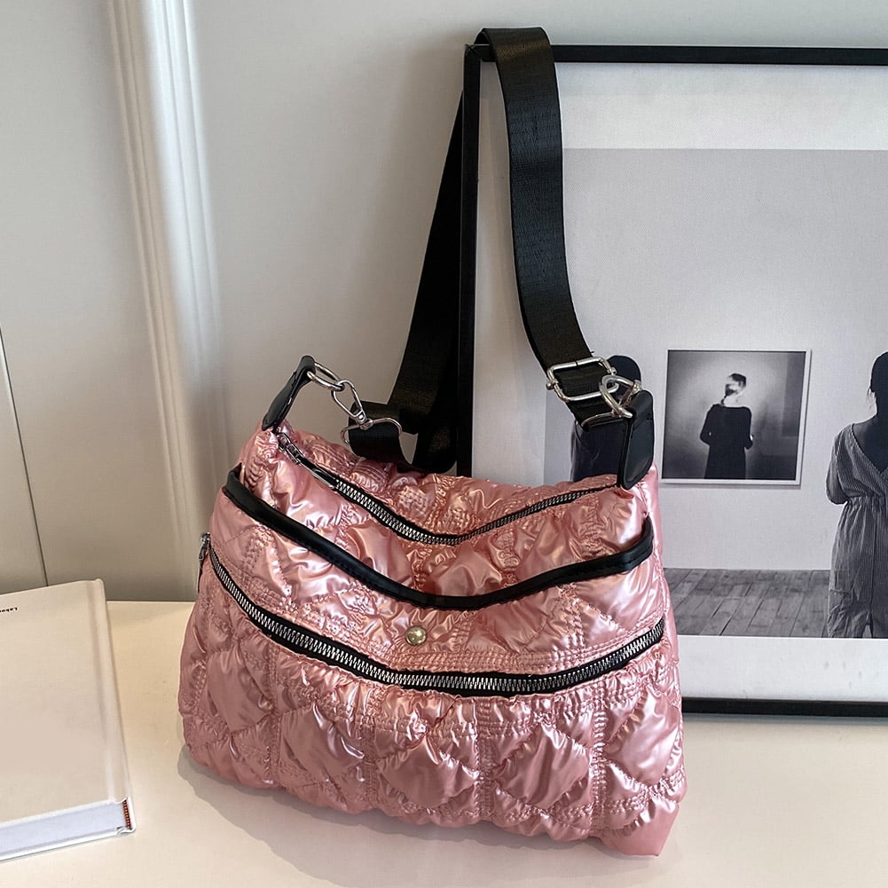 Quilted Tote Bag for Women Puffer Messenger Puffy Shoulder