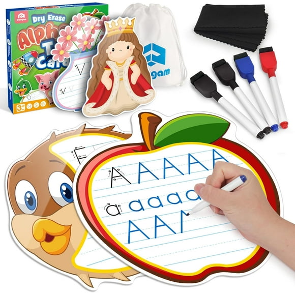 Educational Handwriting Practice Flashcards, Dry-Erase Alphabet Writing Activities, Letters Tracing Learning Autism Toy Gift for Pre-K Homeschool 1st Grade Kids Age 3-6