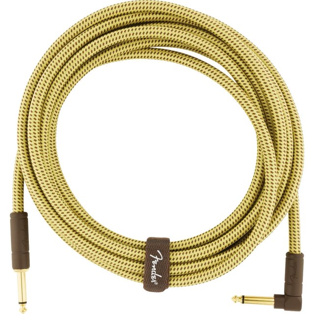 Fender Deluxe Series Instrument Cable, Guitar Cable, Guitar Accessories, Straight/Angle, Tweed, 15ft