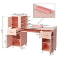 thumbnail image 2 of UBesGoo 20"W Salon Nail Desk Manicure Table with Wrist Cushion Drawers Storage Tempered Glass Pink, 2 of 10