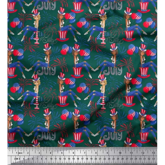 Soimoi Silk Fabric Women,Balloon & Firecrackers Party Decor Fabric Printed Yard 42 Inch Wide