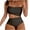Black, variant on Frostluinai Womens Higt Waist Bikini Sets One Shoulder Full Coverage Swimsuits Two Piece High Wasit Solid Color Bathing Suits Swimwear