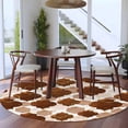 thumbnail image 3 of Round Rugs 5Ft, Brown Geometric Moroccan Round Area Rug Washable Indoor Throw Carpet, Abstract Art Coffee Ombre Modern Soft Non Slip Circle Rug for Cabinet Bathroom Home Decor Aesthetic, 3 of 8