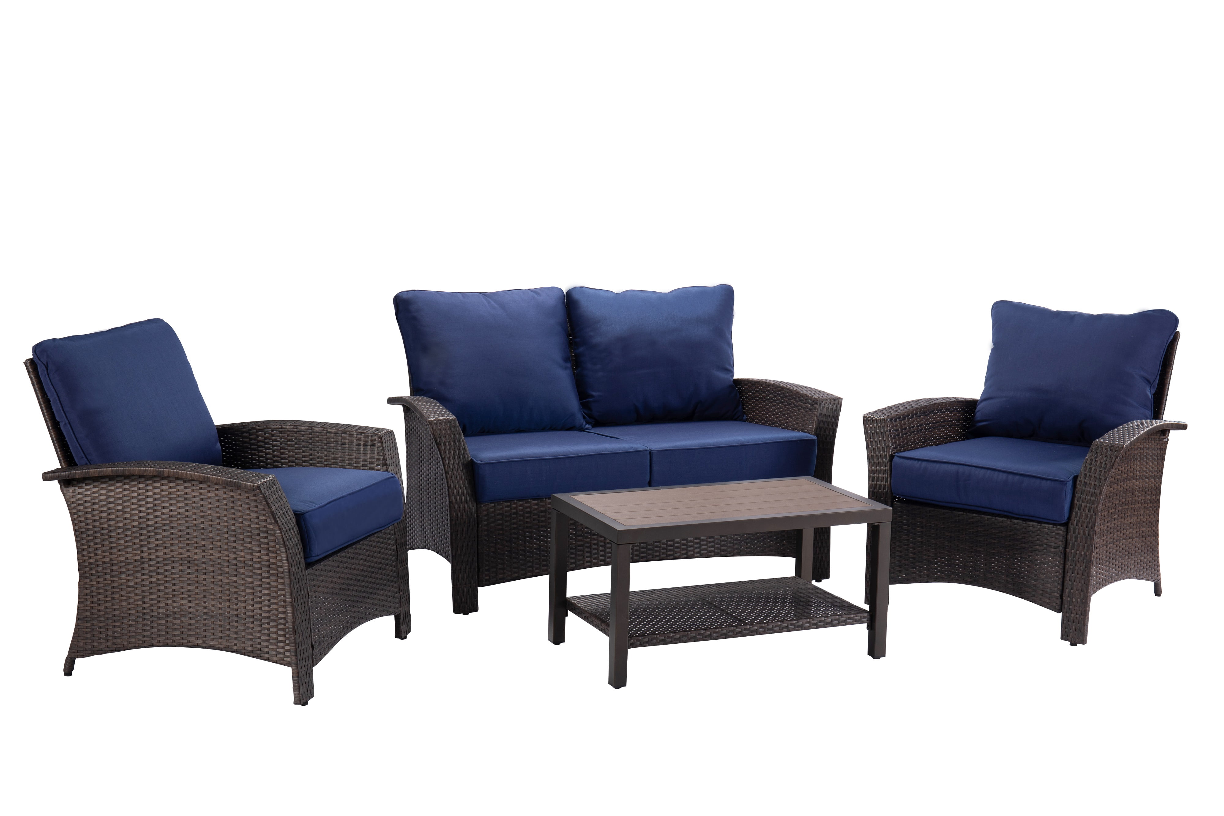 Williamsport 4pcs deep seating set -Dark Blue with furniture cover