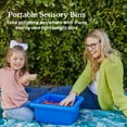 thumbnail image 3 of ECR4Kids Stackable Square Bins with Non-Snap Lids, Multipurpose Organization, Blue, 4-Pack, 3 of 9