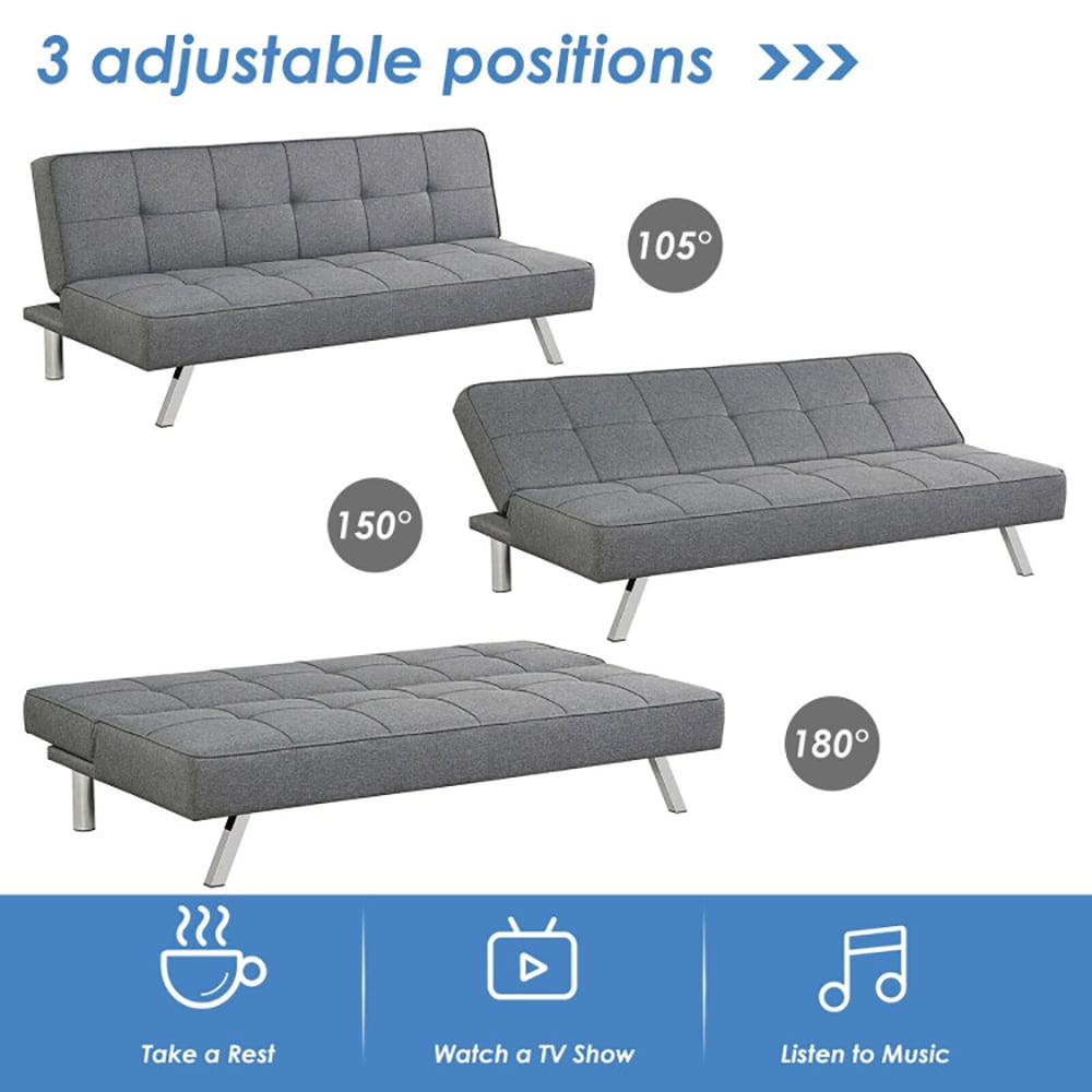 Finihen Convertible Sofa Bed, Modern Convertible Sleeper Couch, 3-Seat Convertible Sofa Bed with High-Density Sponge, for Living Room, Gray Finihen Convertible Sofa Bed, Modern Convertible Sleeper Couch, 3-Seat Convertible Sofa Bed with High-Density Sponge, for Living Room, Gray