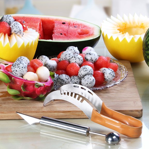 Toyandona Double Curve Melon Baller Kitchen Gadget 304 Stainless Steel 2Pcs